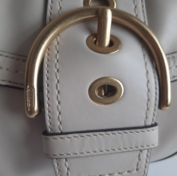COACH WHITE LEATHER MINI SIGNATURE SOHO SMALL HOBO HANDBAG SATCHEL SHOULDER - Picture 3 of 10